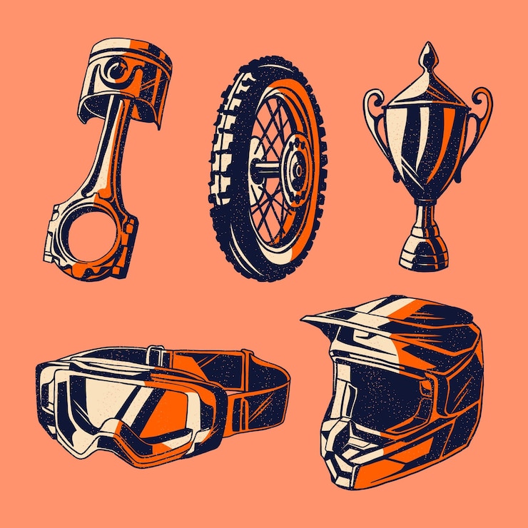 Bezpłatny plik Wektor elementy motocrossowe w stylu retro