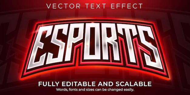 Bezpłatny wektor esportowy efekt tekstowy, edytowalny gracz i neonowy styl tekstu