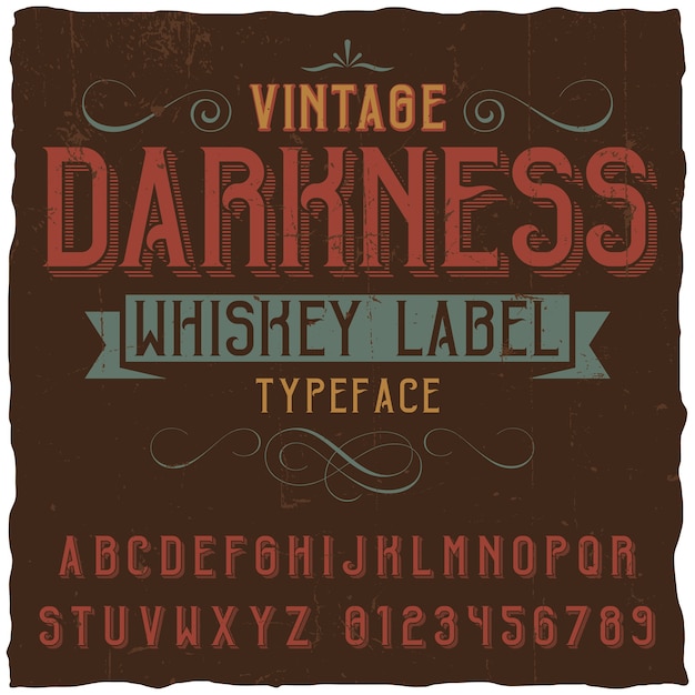 Bezpłatny wektor etykieta vintage darkness whiskey