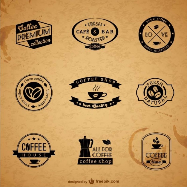 Bezpłatny wektor etykiety kawy premium i odznaki