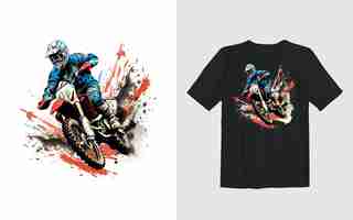 Bezpłatny wektor extreme dirt bike kreskówka wektor ilustracja biker t shirt design