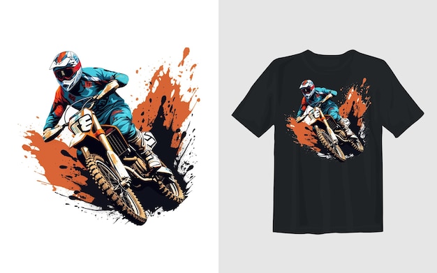 Bezpłatny wektor extreme dirt bike kreskówka wektor ilustracja biker t shirt design