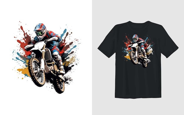 Bezpłatny wektor extreme dirt bike kreskówka wektor ilustracja biker t shirt design