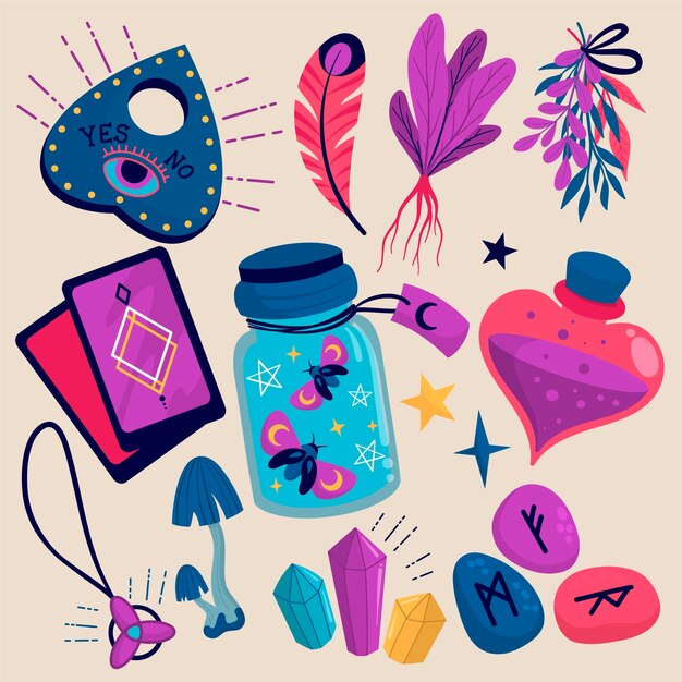 Ezoteryczne elementy ilustracja koncepcja