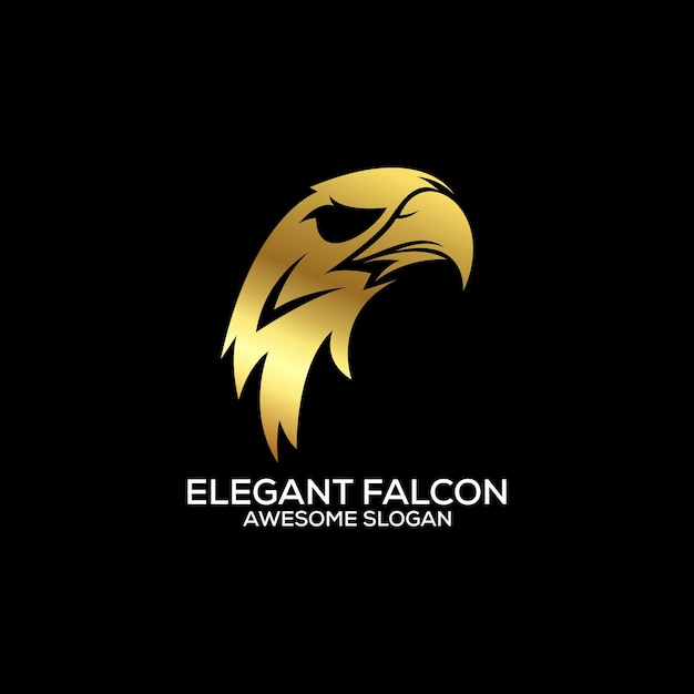 Bezpłatny wektor falcon head logo design gradient luksusowy kolor