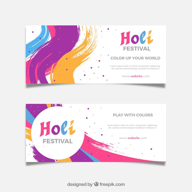 Bezpłatny plik Wektor faliste banery na festiwal holi