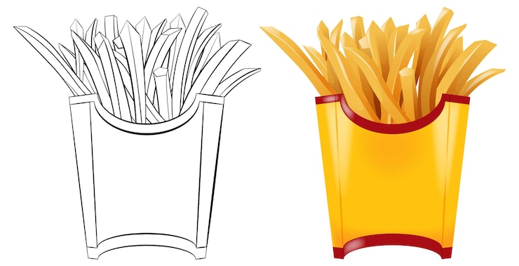 Bezpłatny plik Wektor fast food frytki przed i po