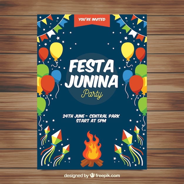 Festa Junina Plakat Zaproszenie Z Elementami Partii