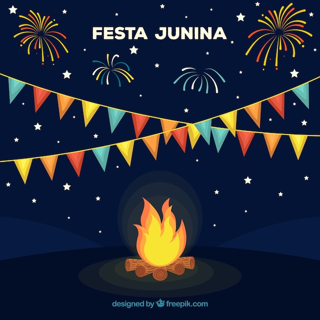 Festa Junina Tła Projekt Z Ogniskiem