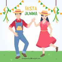 Bezpłatny wektor festa junina tle taniec para