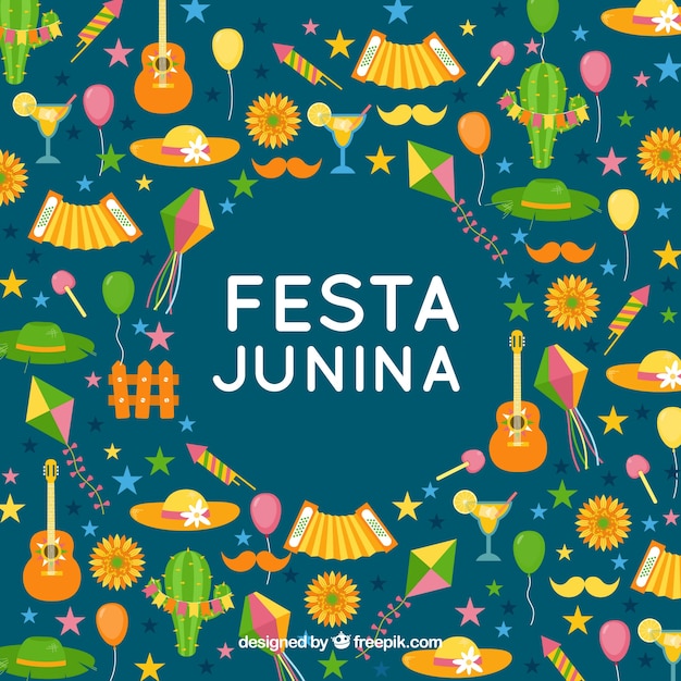 Bezpłatny wektor festa junina tło z elementu wzorem