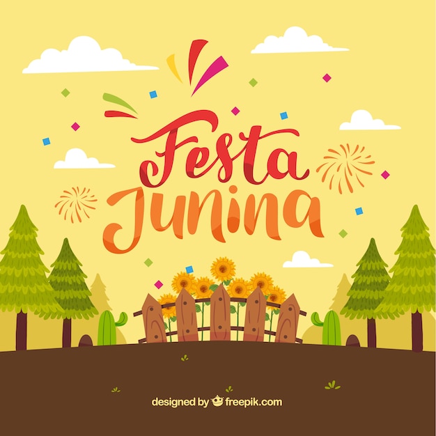 Festa Junina Tło Z Lasem I Roślinami