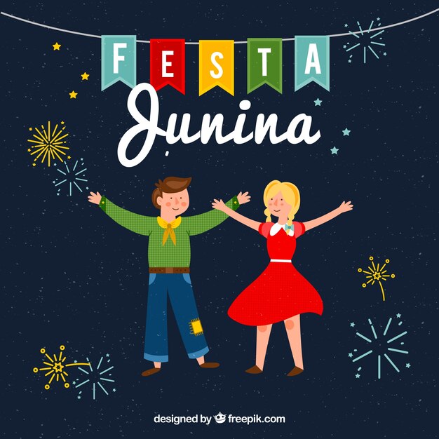 Festa junina tło z szczęśliwymi ludźmi świętować