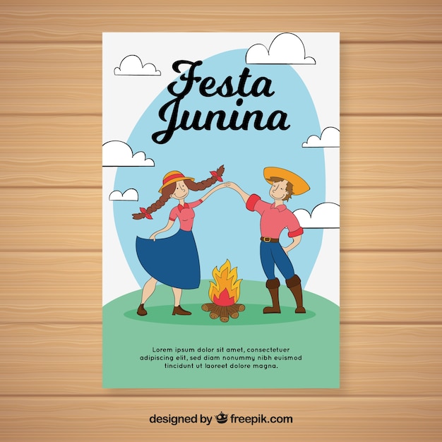 Festa Junina Zaproszenie Ulotki Z Para Taniec