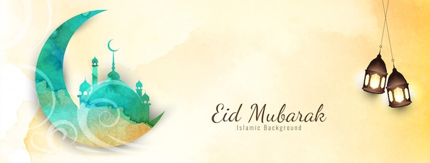 Festiwal Eid Mubarak piękny design banner