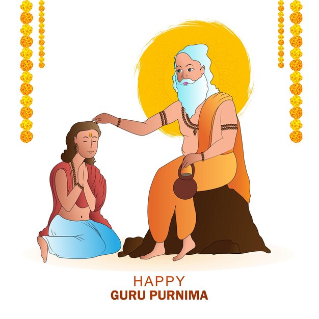 Festiwal Guru Purnima Obchodzony W Indiach W Tle Karty świątecznej