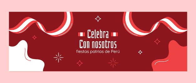 Bezpłatny wektor fiestas patrias peru celebracja nagłówka twittera