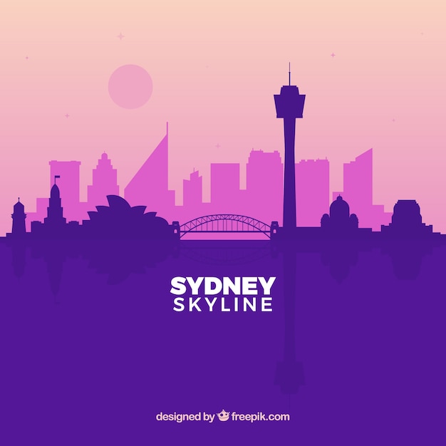 Bezpłatny wektor fioletowy sydney skyline