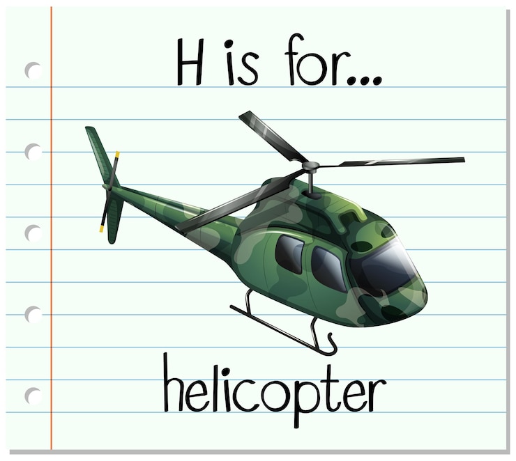 Bezpłatny plik Wektor fiszki litera h jest dla helikoptera