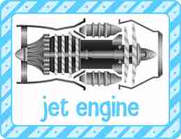 Bezpłatny wektor fiszki ze słownictwem ze słowem jet engine