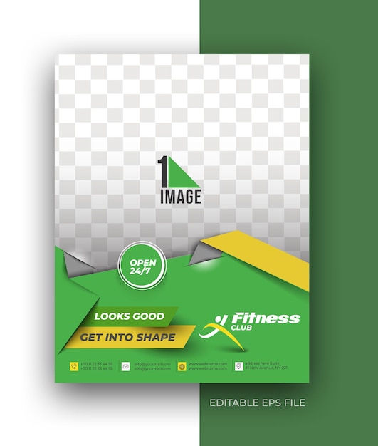 Bezpłatny wektor fitness club a4 broszura ulotki szablon projektu plakatu