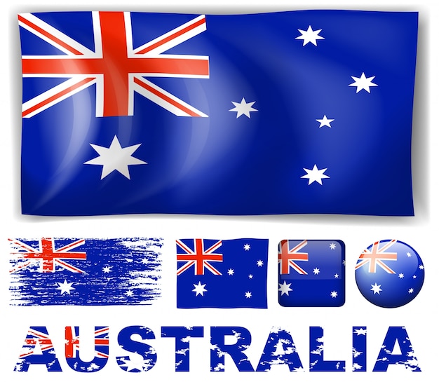 Bezpłatny wektor flaga australii w różnych projektach ilustracji