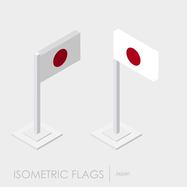 Flaga Japonii 3d izometryczny styl