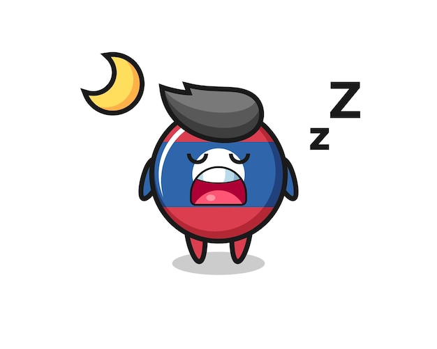 Flaga laosu odznaka ilustracja postaci śpi w nocy, ładny design