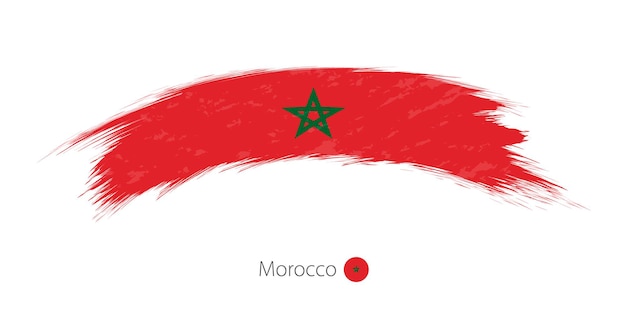 Flaga Maroka W Pociągnięcia Pędzlem Zaokrąglone Grunge. Ilustracja Wektorowa. Premium Wektorów