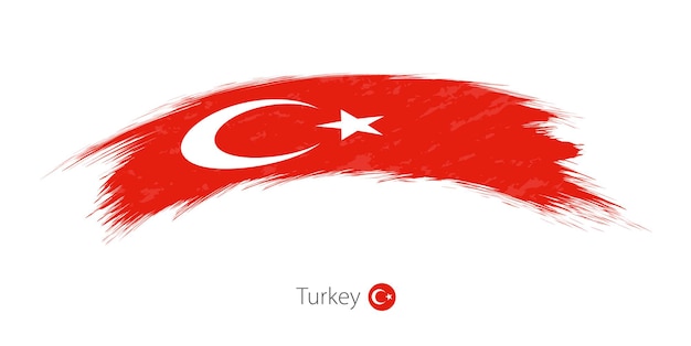 Flaga turcji w pociągnięcia pędzlem zaokrąglone grunge. ilustracja wektorowa.