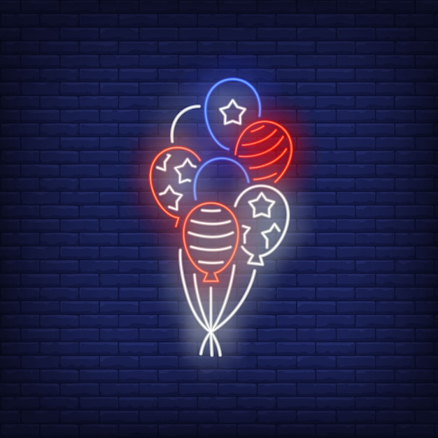 Flaga Usa Balony Neon Znak. Symbol Usa, Historia.