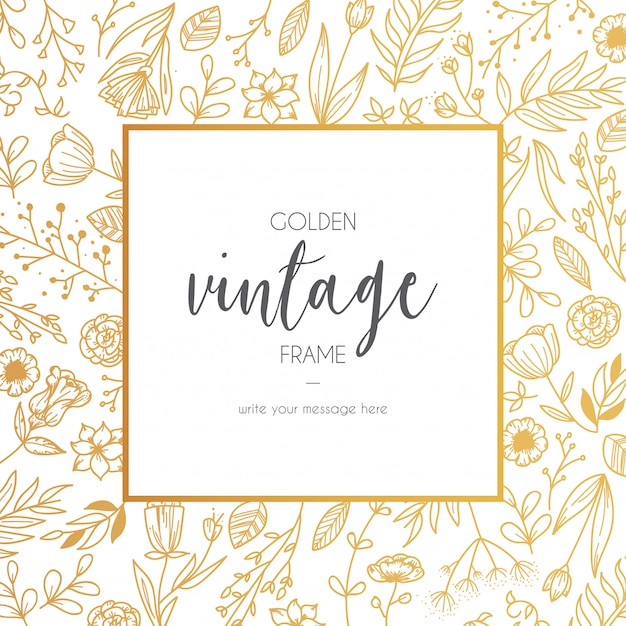 Floral Golden Vintage Frame