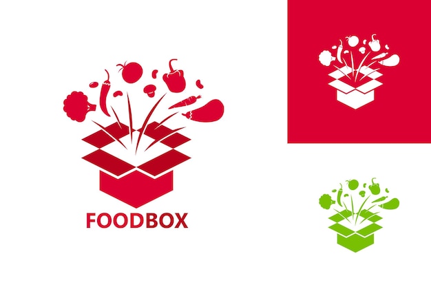 Food box logo szablon wektor projektu, godło, koncepcja projektowa, kreatywny symbol, ikona