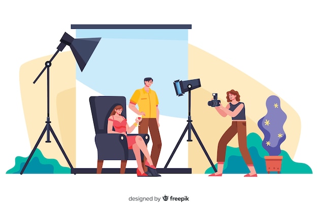 Fotografowie kreskówek pracujący z modelami