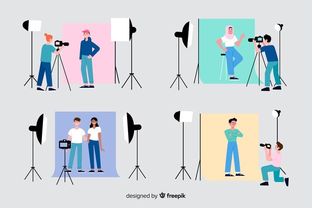 Fotografowie pracujący w swojej kolekcji studio