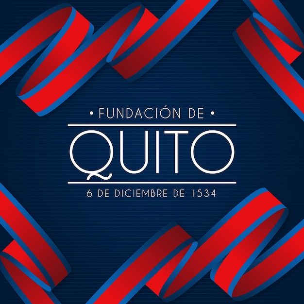 Bezpłatny wektor fundación de quito tło z flagą wstążki