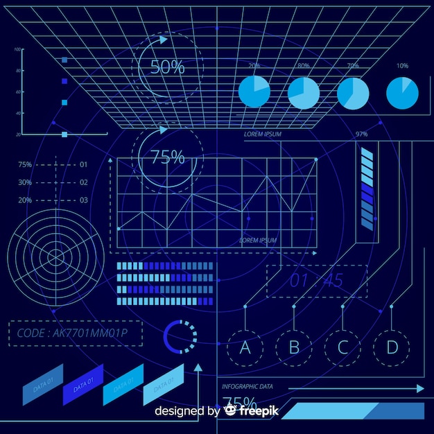 Futurystyczna kolekcja elementów holograficznych infografiki