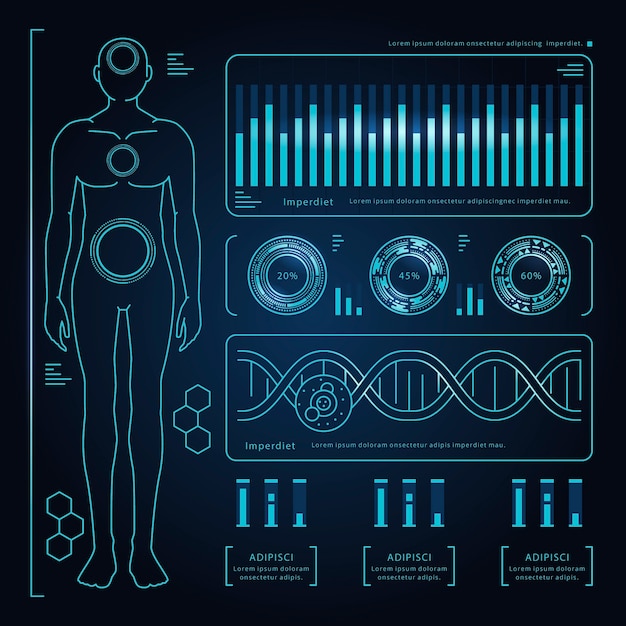 Bezpłatny wektor futurystyczny styl infografikę medyczną