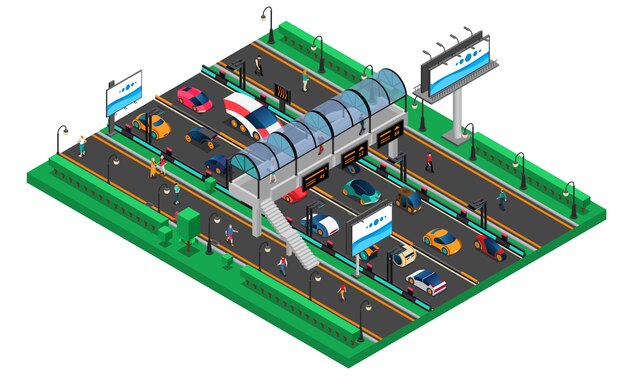 Futurystyczny szablon izometryczny transportu