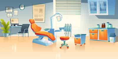 Bezpłatny wektor gabinet dentystyczny, gabinet stomatologiczny w przychodni lub szpitalu