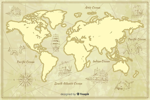 Geograficzna mapa vintage worldwilde
