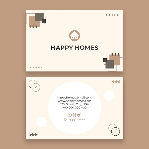 Bezpłatny wektor geometryczna wizytówka szczęśliwych domów
