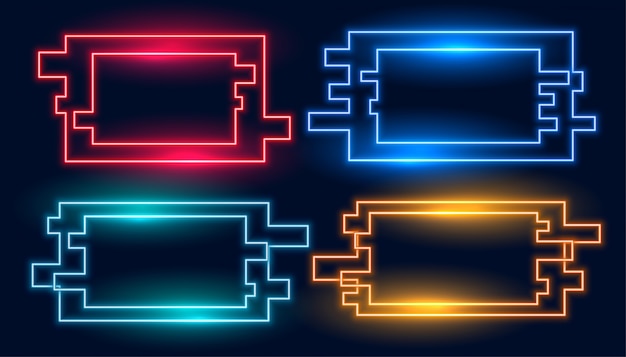 Geometryczne prostokątne ramki neonowe w czterech kolorach