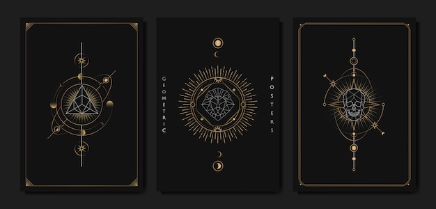 Bezpłatny wektor geometryczne symbole astrologiczne karty tarota