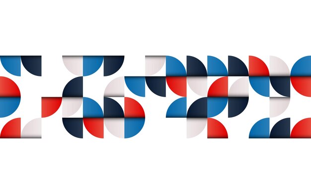 Geometryczny abstrakcyjny wzór z połowy wieku o prostych kształtach i pięknej palecie kolorów Prosta kompozycja geometrycznych wzorów Ilustracja wektorowa