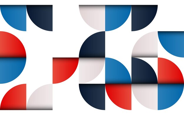Geometryczny abstrakcyjny wzór z połowy wieku o prostych kształtach i pięknej palecie kolorów Prosta kompozycja geometrycznych wzorów Ilustracja wektorowa