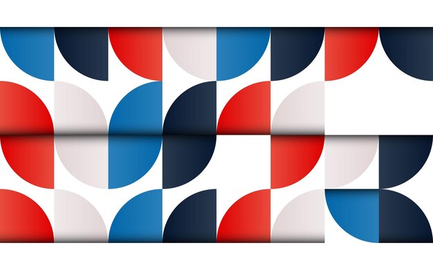 Geometryczny abstrakcyjny wzór z połowy wieku o prostych kształtach i pięknej palecie kolorów Prosta kompozycja geometrycznych wzorów Ilustracja wektorowa