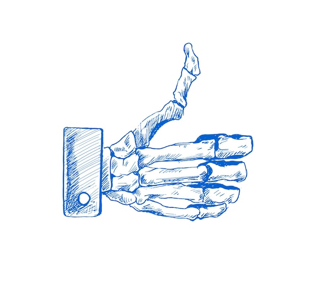 Gest ręki czaszki uderza jak koszulka Szkic ilustracji