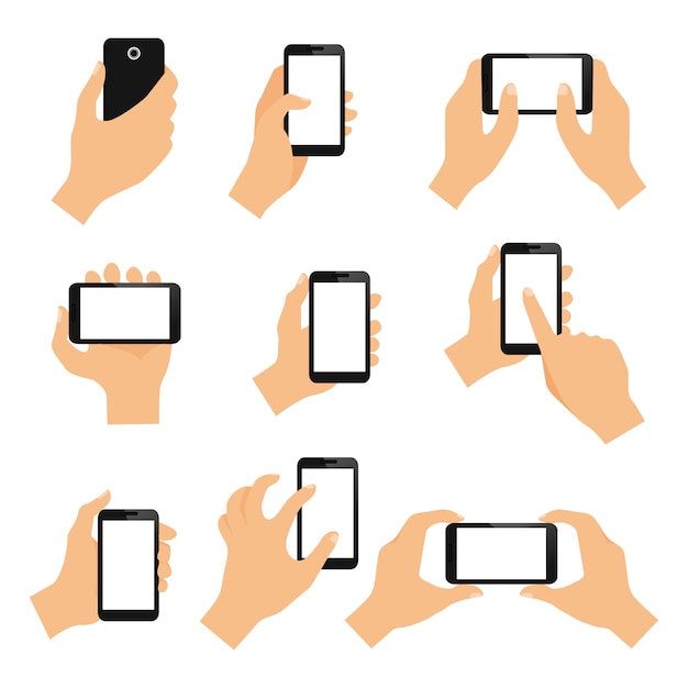 Bezpłatny wektor gesty dłoni ekranu dotykowego zaprojektować elementy szczypta machnięcia i dotknij izolowane ilustracji wektorowych