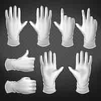 Bezpłatny wektor gesty dłoni w różnych pozycjach na przezroczystym tle.